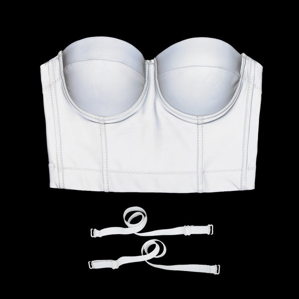 Reflective Metallic Bustier Crop Top Punk Club Party Women's Corset Top Bra - FANCYMAKE