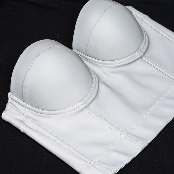 Reflective Metallic Bustier Crop Top Punk Club Party Women's Corset Top Bra - FANCYMAKE