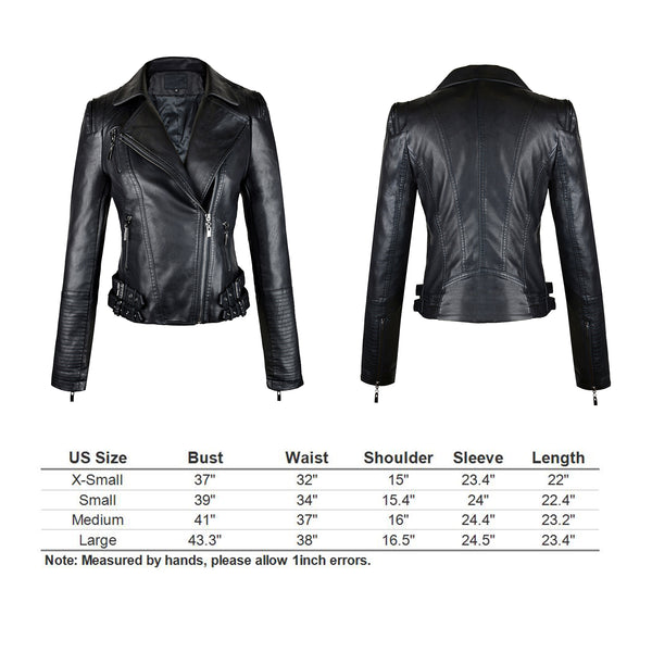Women's Faux Leather Stylish Moto Biker Jacket - FANCYMAKE