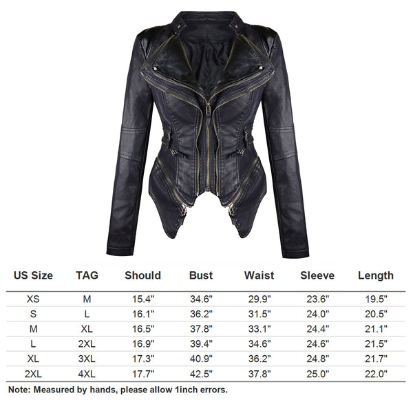 Studded Double Lapels Faux Leather Biker Jacket - FANCYMAKE