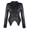 Studded Double Lapels Faux Leather Biker Jacket