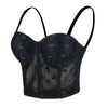 Women's Mesh Crescent Moon Print Bustier Crop Top Sexy Corset Top Bra Black 34/75