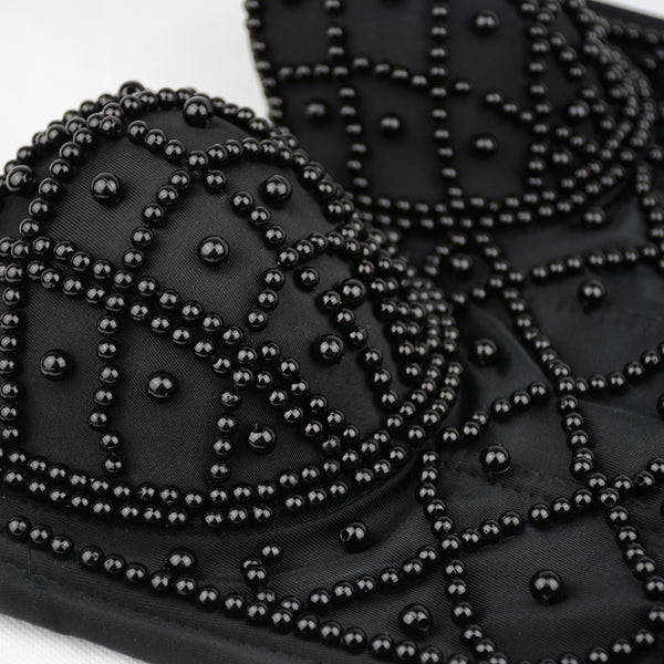 Sexy Pearls Beaded Bustier Corset Club Party Cage Bra - FANCYMAKE