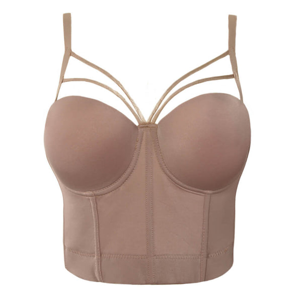 Basic Smooth Cut Cross Bralet Women's Bustier Crop Top - FANCYMAKE