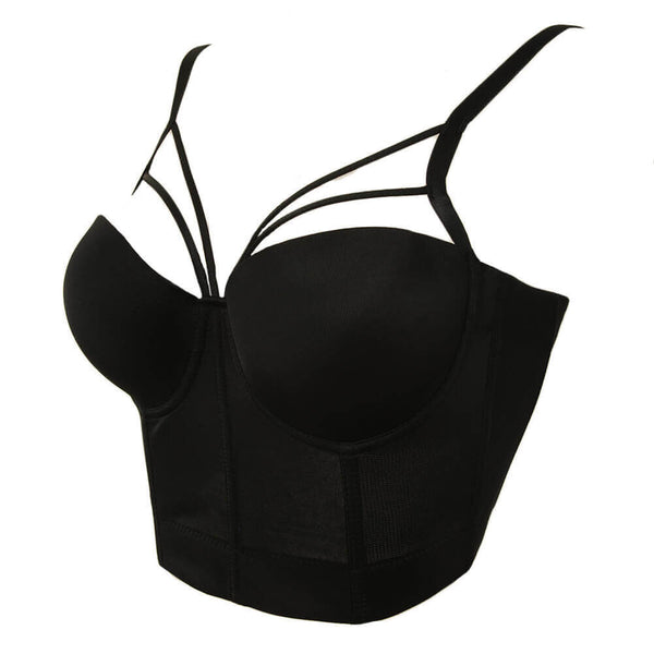 Basic Smooth Cut Cross Bralet Women's Bustier Crop Top - FANCYMAKE