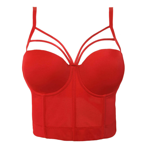 Basic Smooth Cut Cross Bralet Women's Bustier Crop Top - FANCYMAKE