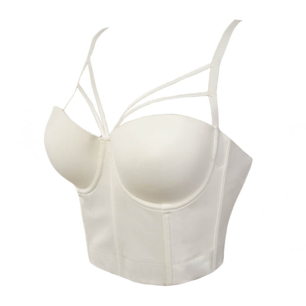 Basic Smooth Cut Cross Bralet Women's Bustier Crop Top - FANCYMAKE