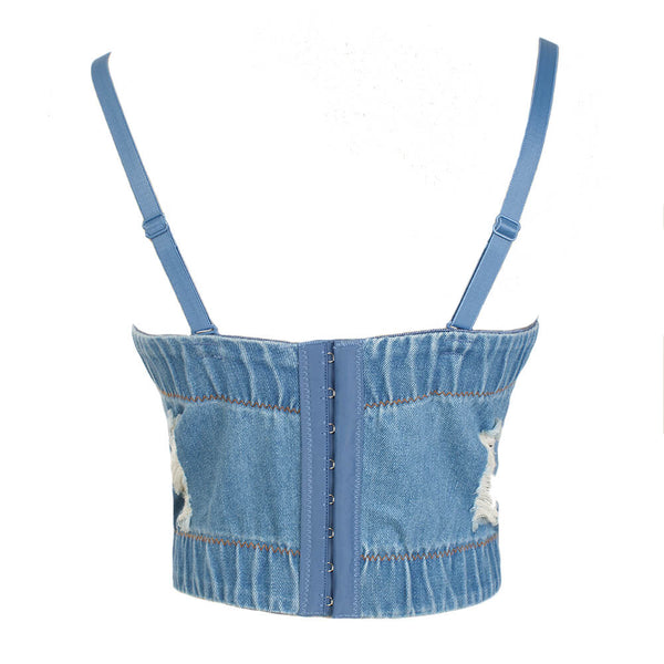 Cute Hole Cartoon Decoration Push Up Bustier Cropped Top - FANCYMAKE