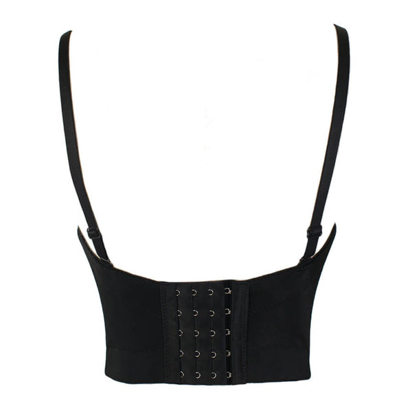Diamond Pearls Sexy Black Bustier Crop Top - FANCYMAKE