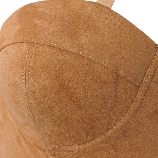 Faux Suede Corset Bralet Women's Bustie Top - FANCYMAKE