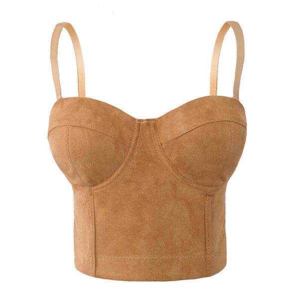Faux Suede Corset Bralet Women's Bustie Top - FANCYMAKE