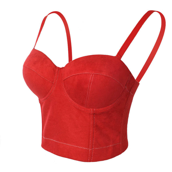 Faux Suede Corset Bralet Women's Bustie Top - FANCYMAKE