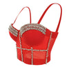 Jewel Diamond Chain Push Up Mesh Bustier Cropped Top