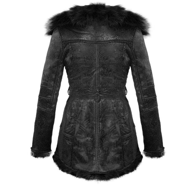 Natural Fox Fur Fleece Slim Fit Long Coat - FANCYMAKE