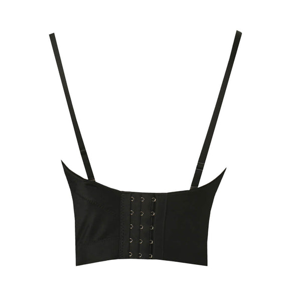 Pearls Diamond Bead Bustier Crop Top Black - FANCYMAKE