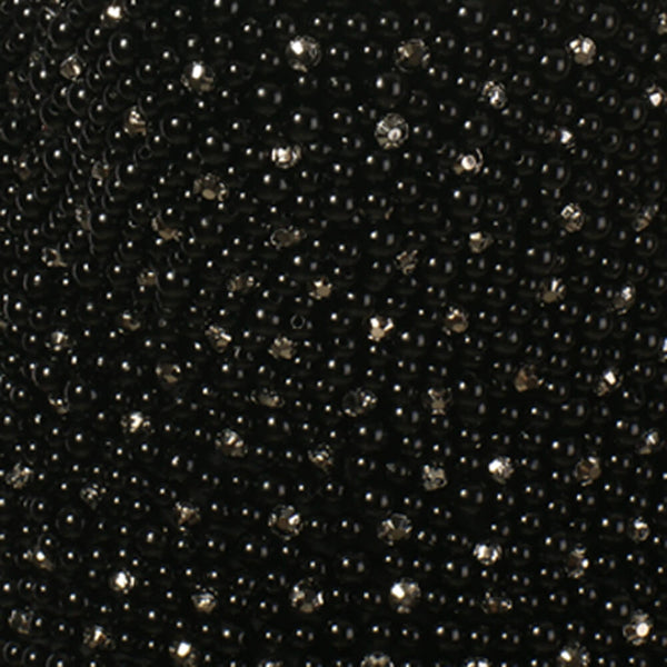 Pearls Diamond Bead Bustier Crop Top Black - FANCYMAKE