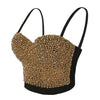 Pearls Diamond Bead Bustier Crop Top Black