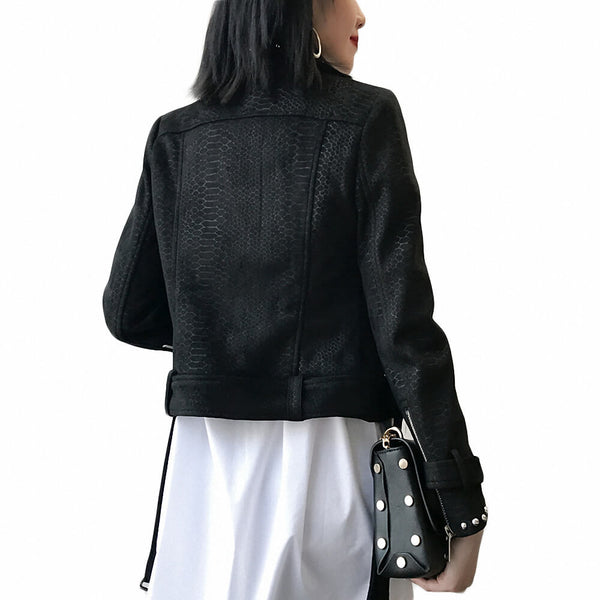 Suede Rivets Punk Motorcycle Coat Jacket - FANCYMAKE