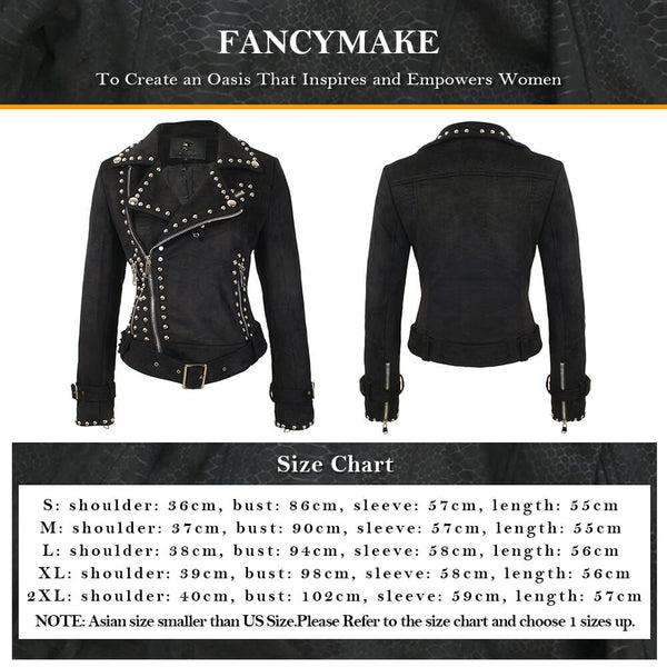 Suede Rivets Punk Motorcycle Coat Jacket - FANCYMAKE