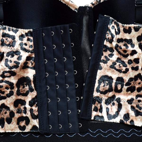 Women Sexy Feather Leopard Pattern Bustier Crop Top Women's Corset Top Bra Brown - FANCYMAKE