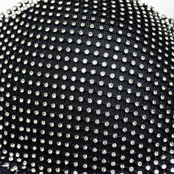 Women's Rhinestone Diamond Sexy Bra Black - FANCYMAKE