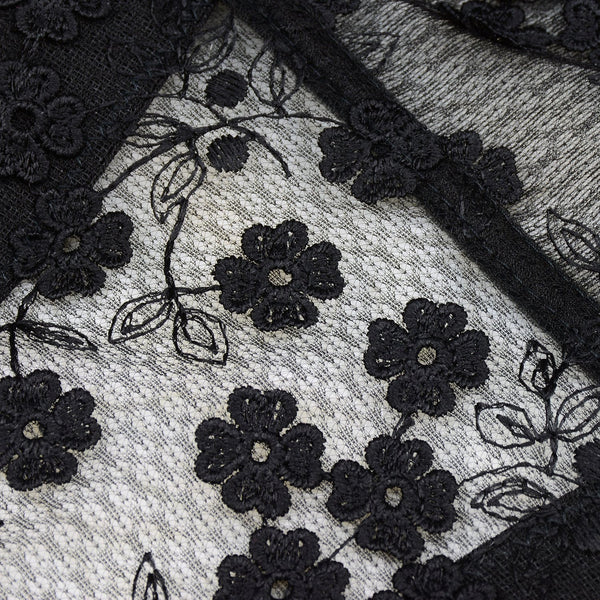 Women's Mesh Lace Flower Bustier Crop Top Sexy Corset Top Bra Black - FANCYMAKE