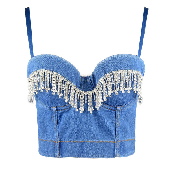 Fringe Deium Sexy Women's Bustier Crop Top Club Party Corset Top Bra
 - FANCYMAKE