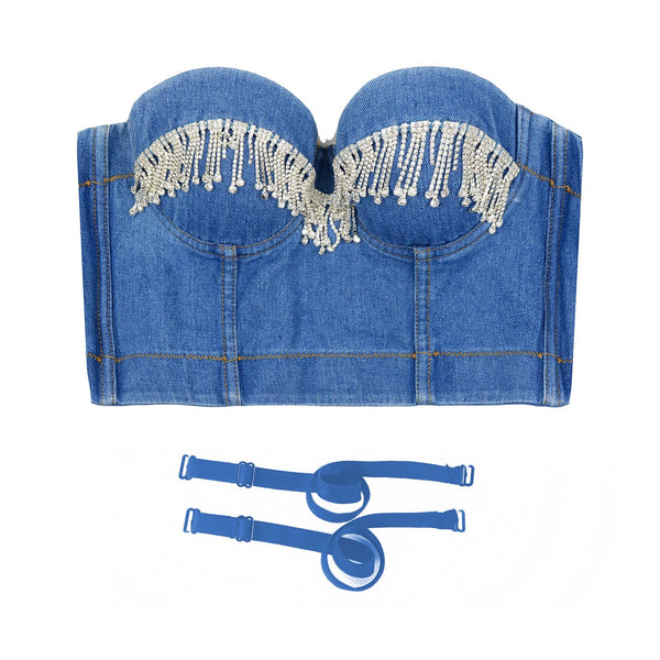 Fringe Deium Sexy Women's Bustier Crop Top Club Party Corset Top Bra
 - FANCYMAKE