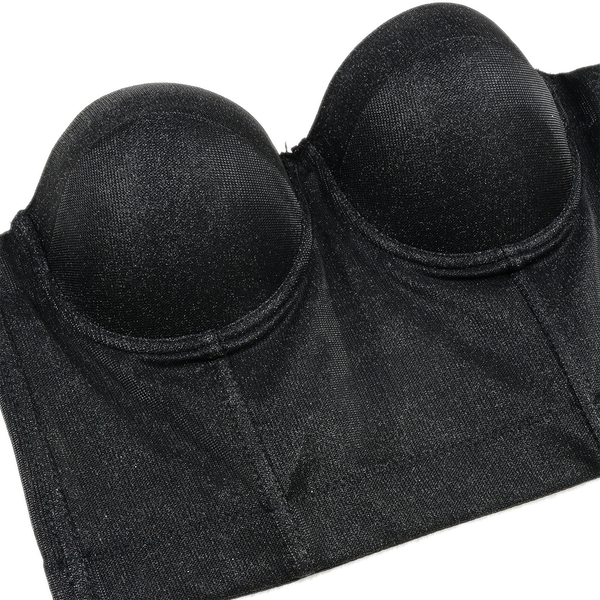 Women's Luxury Gold Powder Bustier Crop Top Sexy Prom Corset Top Bra Black - FANCYMAKE