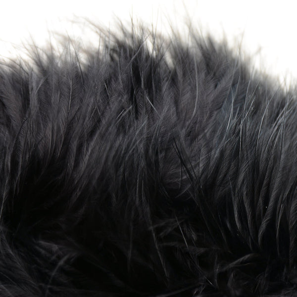 Women's Feather Fur Bustier Crop Top Push Up Celebrity Solid Corset Top Bra Black - FANCYMAKE