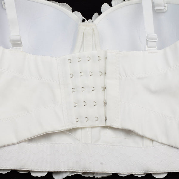 Women's 3D Floral Pearl Bustier Crop Top Party Club Bra Tops White - FANCYMAKE
