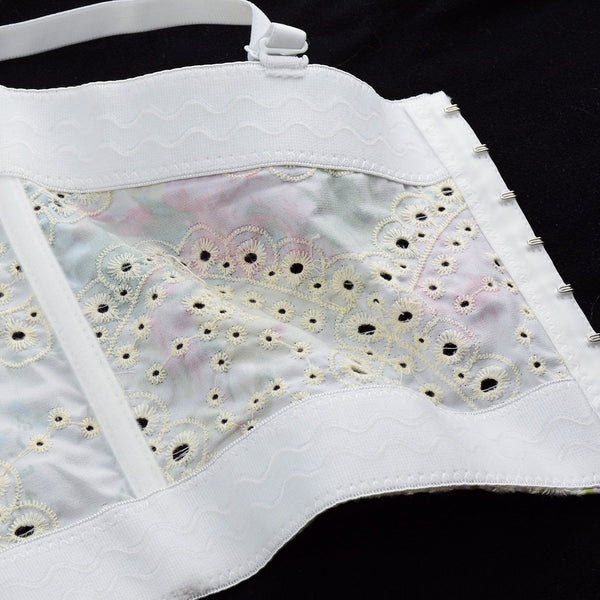 Women's Embroidery Floral Hollow Lace Bustier Crop Top Sexy Corset Bra Tops White - FANCYMAKE