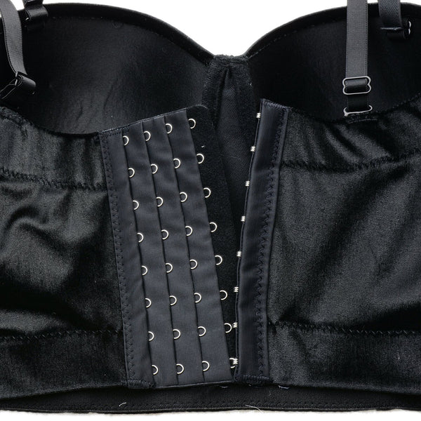 Velvet Soft Bustier Crop Top Push Up Women's Corset Top Bra Black - FANCYMAKE