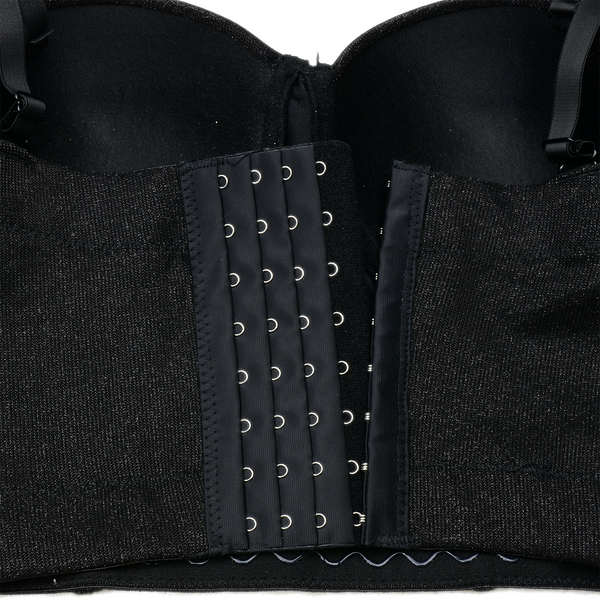 Women's Luxury Gold Powder Bustier Crop Top Sexy Prom Corset Top Bra Black - FANCYMAKE