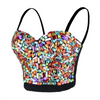 Women's Multicolor Rhinestone Sexy Bustier Crop Top Push Up Corset Bra