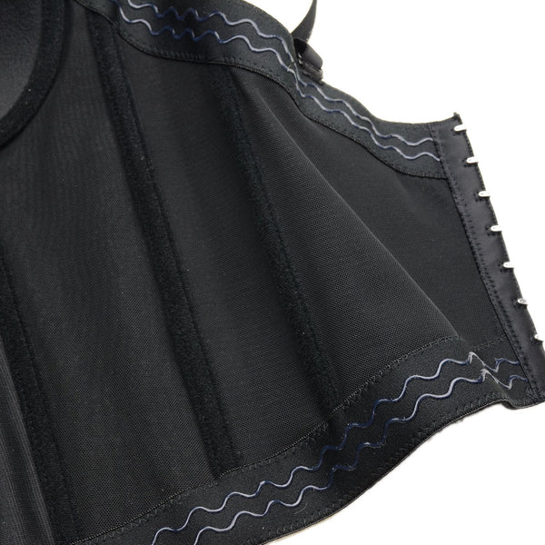 Women Smooth Long Bustier Crop Top Basic Corset Top Black with Detachable Straps - FANCYMAKE