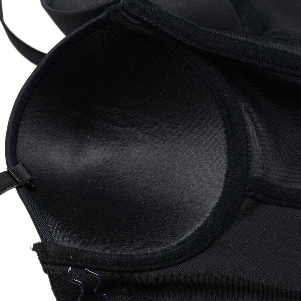 Women Smooth Long Bustier Crop Top Basic Corset Top Black with Detachable Straps - FANCYMAKE