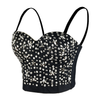 Women Silver Metal Star Rustic Smooth Punk Style Bustier Crop Top Corset Bra