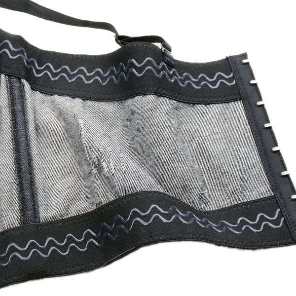 Women's Deium Bustier Crop Top Jean Corset Top Bra with Detachable Straps Black
 - FANCYMAKE