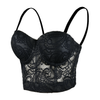 Women's Paisley Mesh Lace Bustier Crop Top Sexy Corset Top Bra Black