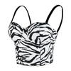 Zebra Pattern Bustier Crop Top Push Up Women's Corset Top Bra Black