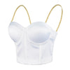 Women White Satin Smooth Sexy Bustier Crop Top Corset Bra