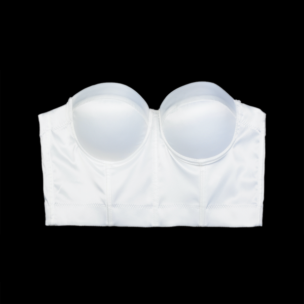 Women White Satin Smooth Sexy Bustier Crop Top Corset Bra