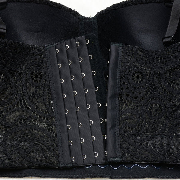 Women's Paisley Mesh Lace Bustier Crop Top Sexy Corset Top Bra Black - FANCYMAKE