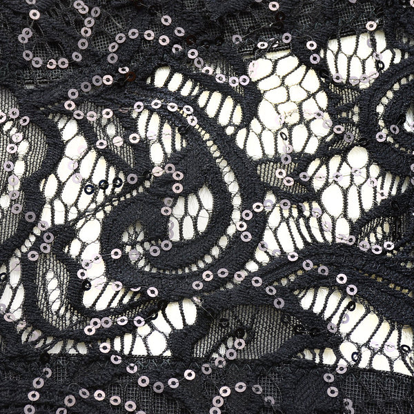 Women's Sequin Lace Bustier Crop Top Sexy Mesh Corset Vest Black - FANCYMAKE