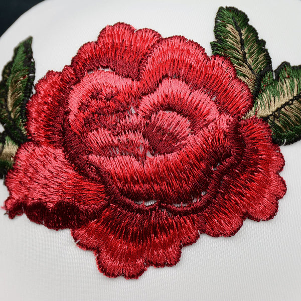 Women Embroidery Rose Smooth Bustier Crop Top Corset with Detachable Straps - FANCYMAKE