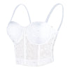 Women's Mesh Crescent Moon Print Bustier Crop Top Sexy Corset Top Bra White 34/75