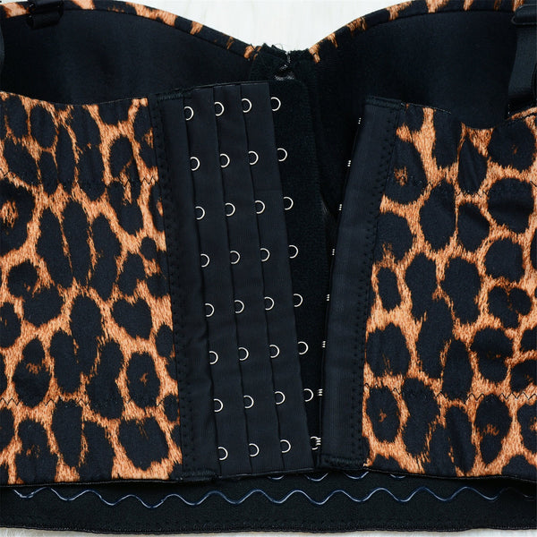 Women's Leopard Print Bustier Crop Tops Sexy Sleeveless Brown Women Corset Top - FANCYMAKE