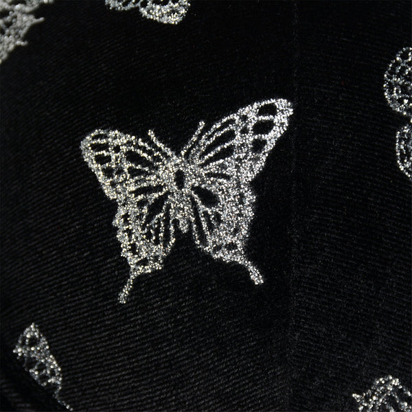 Women's Butterfly Velvet Bustier Crop Top Sexy Women Corset Top Bra Black - FANCYMAKE