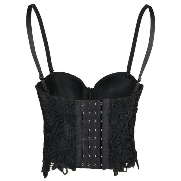 Women's Embroidery Flower Lace Bustier Crop Top